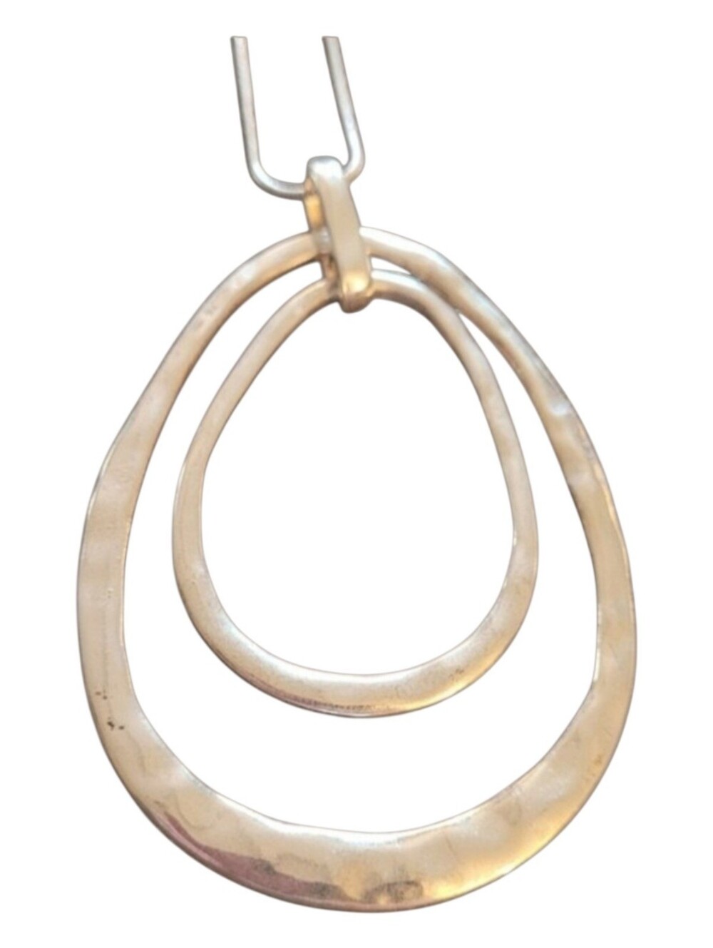 Silver Double Teardrop Pendant Necklace